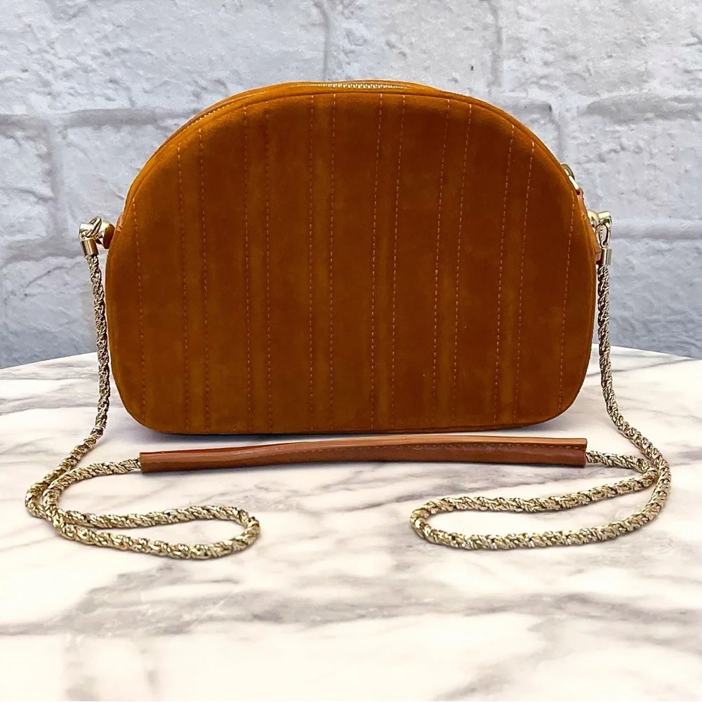 Sezane Dean Bag Quilted Leather Crossbody Noisette Brown NWT - Picture 2 of 11